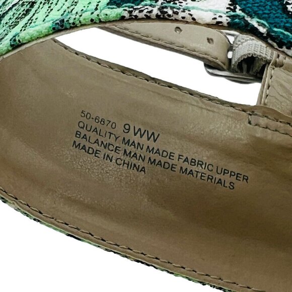 Bella Vita Womens 9 WW Floral Espadrille Grayson Wedge Sandals With Buckle Tropi - Picture 13 of 13